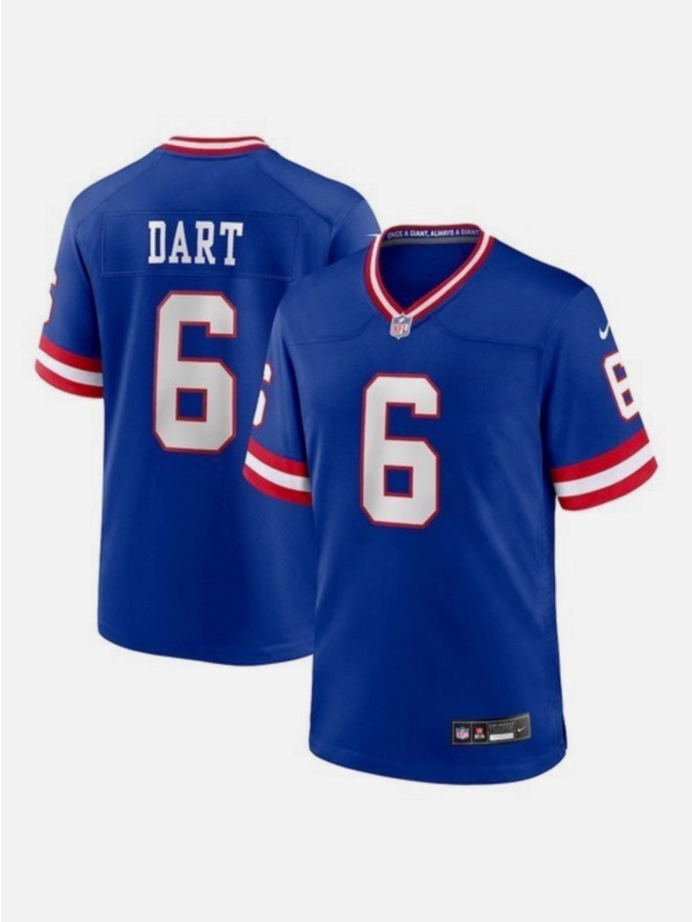 Nike NY Giants Jaxson Dart #6 Royal Game Jersey - Men’s XXL